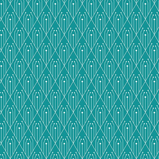 Century Prints - Art Deco - Diamons - Teal - Cotton Quilting Fabric