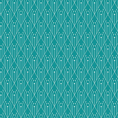 Century Prints - Art Deco - Diamons - Teal - Cotton Quilting Fabric