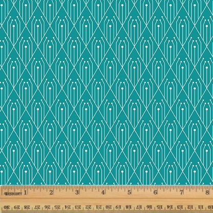 Century Prints - Art Deco - Diamons - Teal - Cotton Quilting Fabric