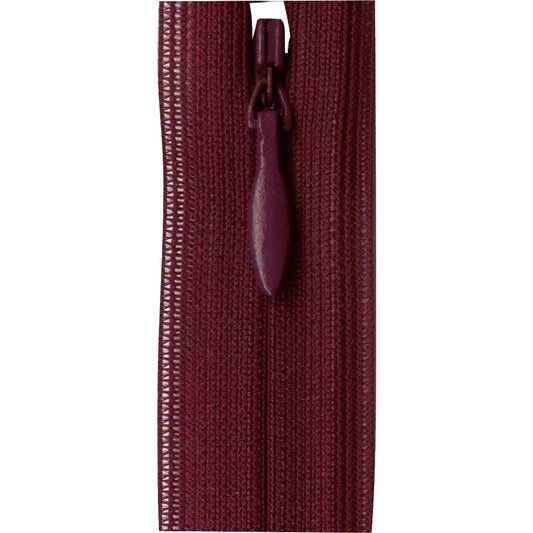 Invisible Closed End Zipper 23cm (9″) - Burgundy