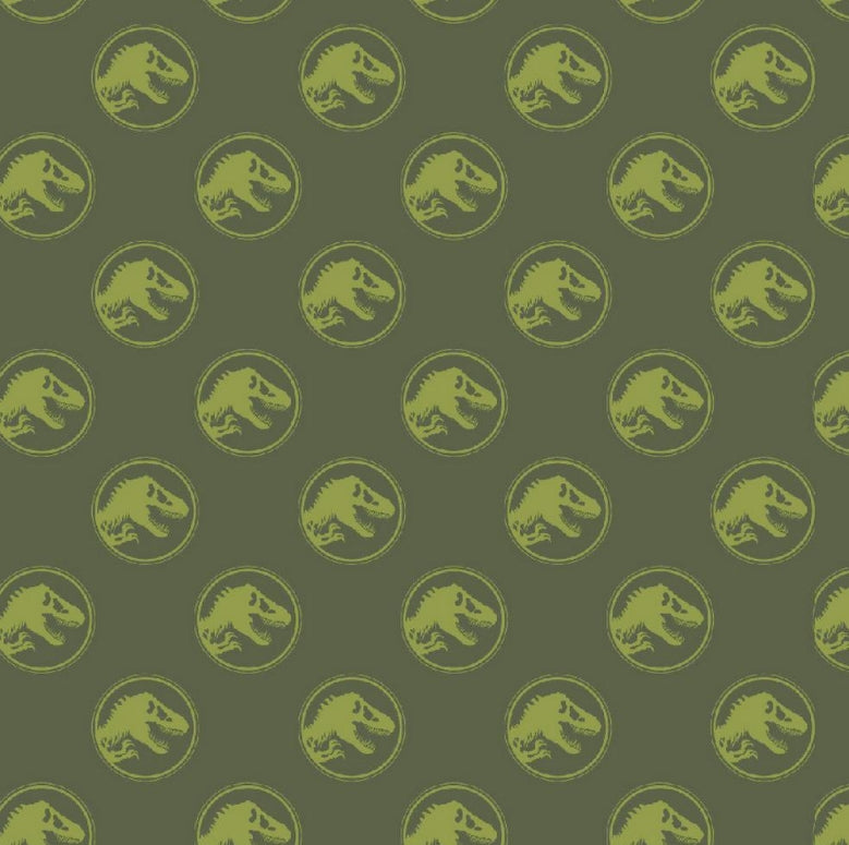 Jurassic World - Olive Green - GOTS Certified Organic Cotton Euro Jersey Knit