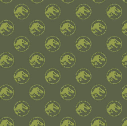 Jurassic World - Olive Green - GOTS Certified Organic Cotton Euro Jersey Knit