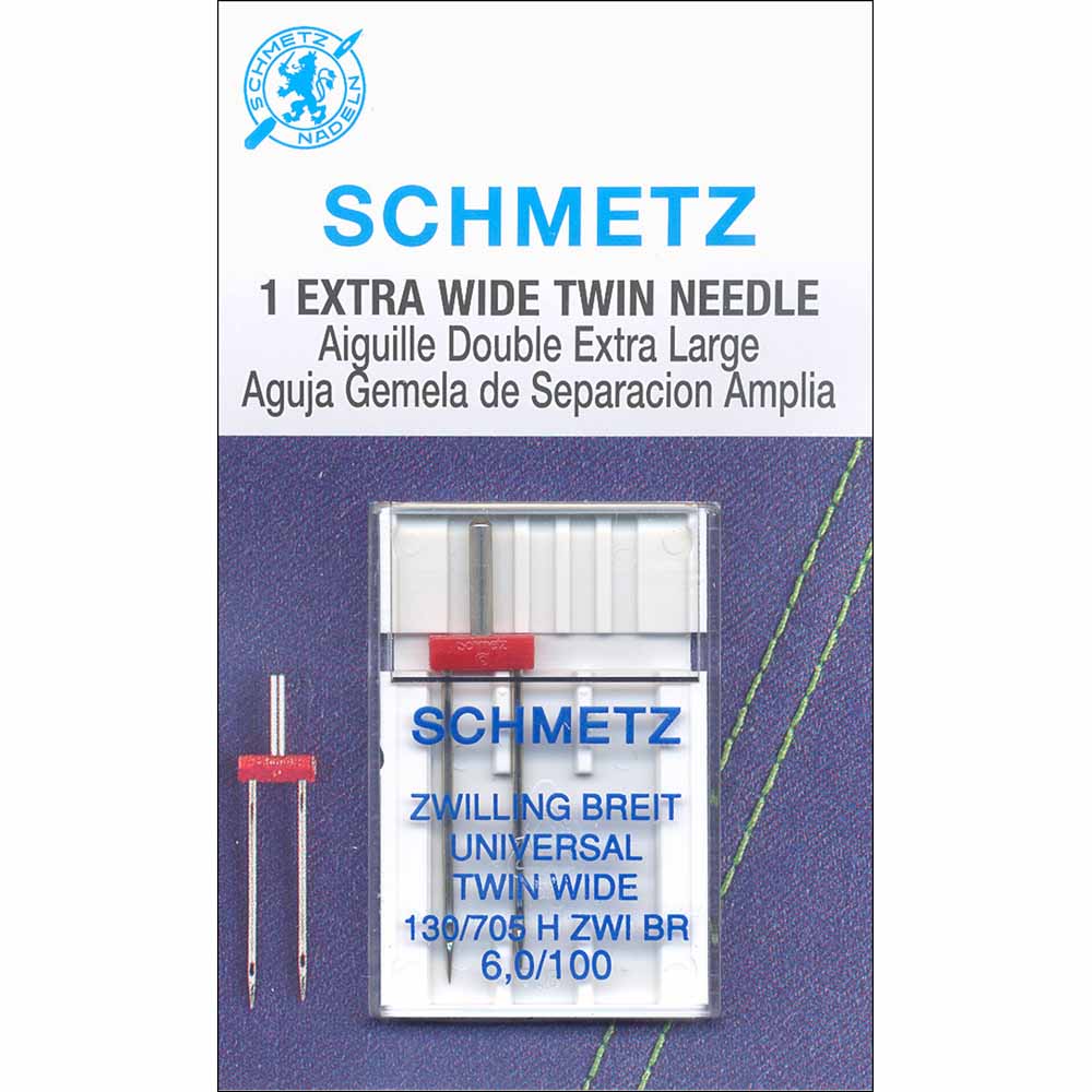 Schmetz #1776 Extra Wide Twin Needle Carded - 100/16 - 6.0mm - Riverside Fabrics