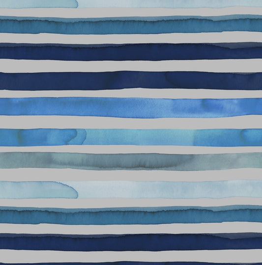 Stripes - Blue - Digital Print - GOTS Certified Organic Cotton Euro Jersey Knit -
