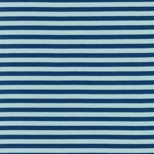 34" Remnant - Blake - Jersey Knit by Carolyn Friedlander - Fog - Blue Stripes