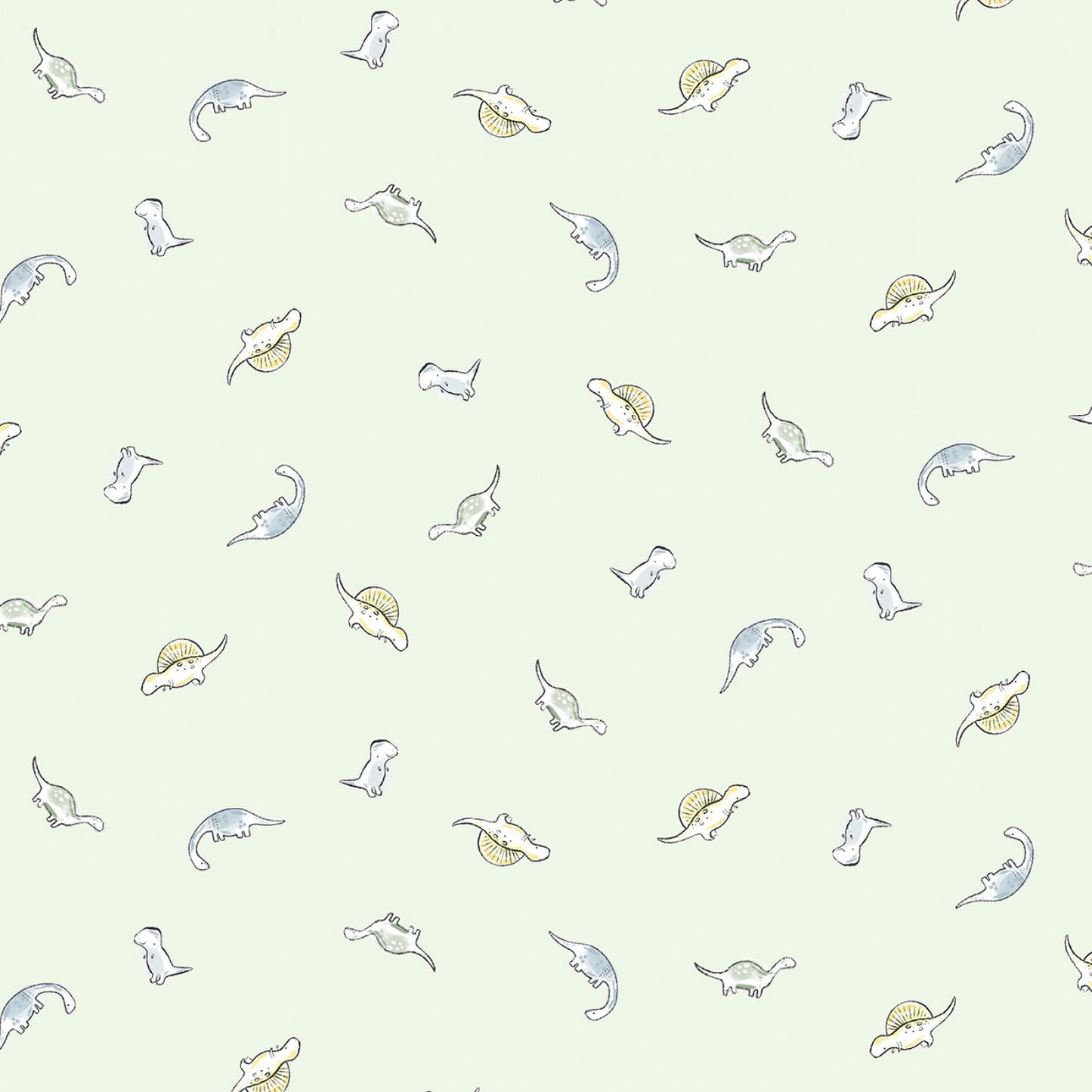 Tiny Dinos - Mint - Cotton Fabric