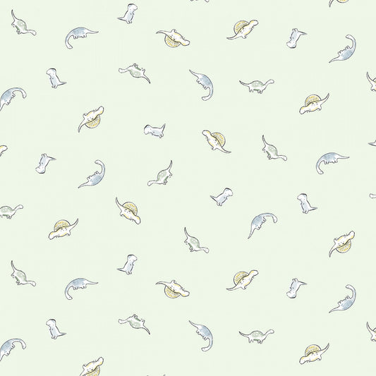 Tiny Dinos - Mint - Cotton Fabric