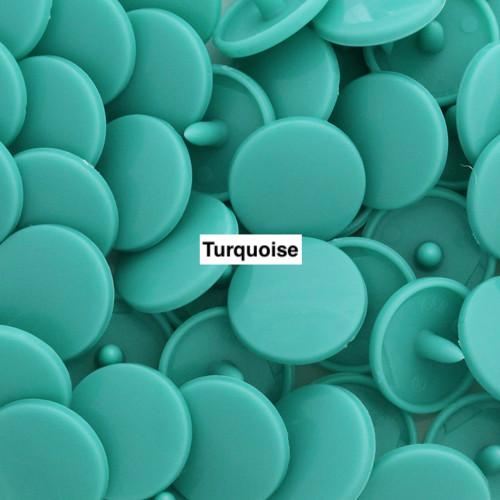 KamSnaps Plastic Snaps Size 20 Turquoise Glossy D311 Package of 20 Sets - Riverside Fabrics