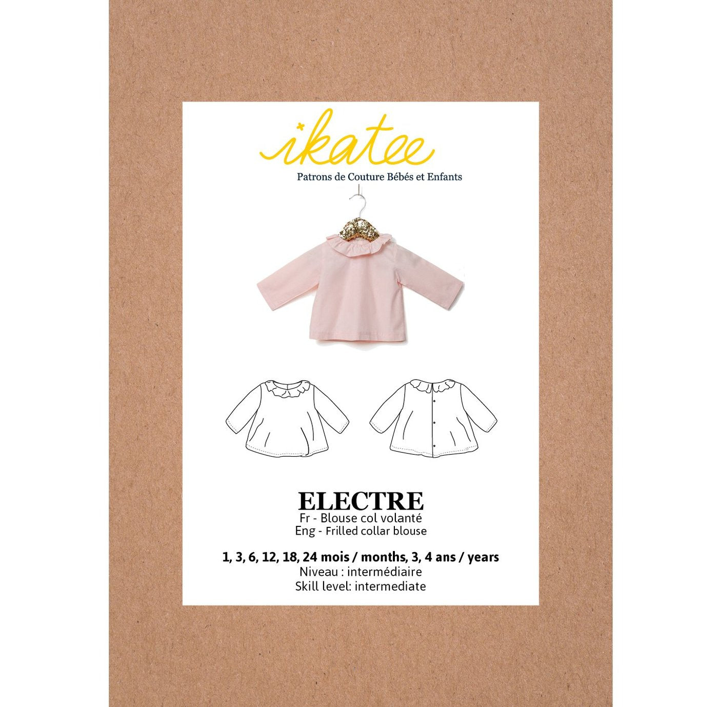 Ikatee - ELECTRE frilled collar Blouse - Baby 1M-4Y - Paper Sewing Pattern
