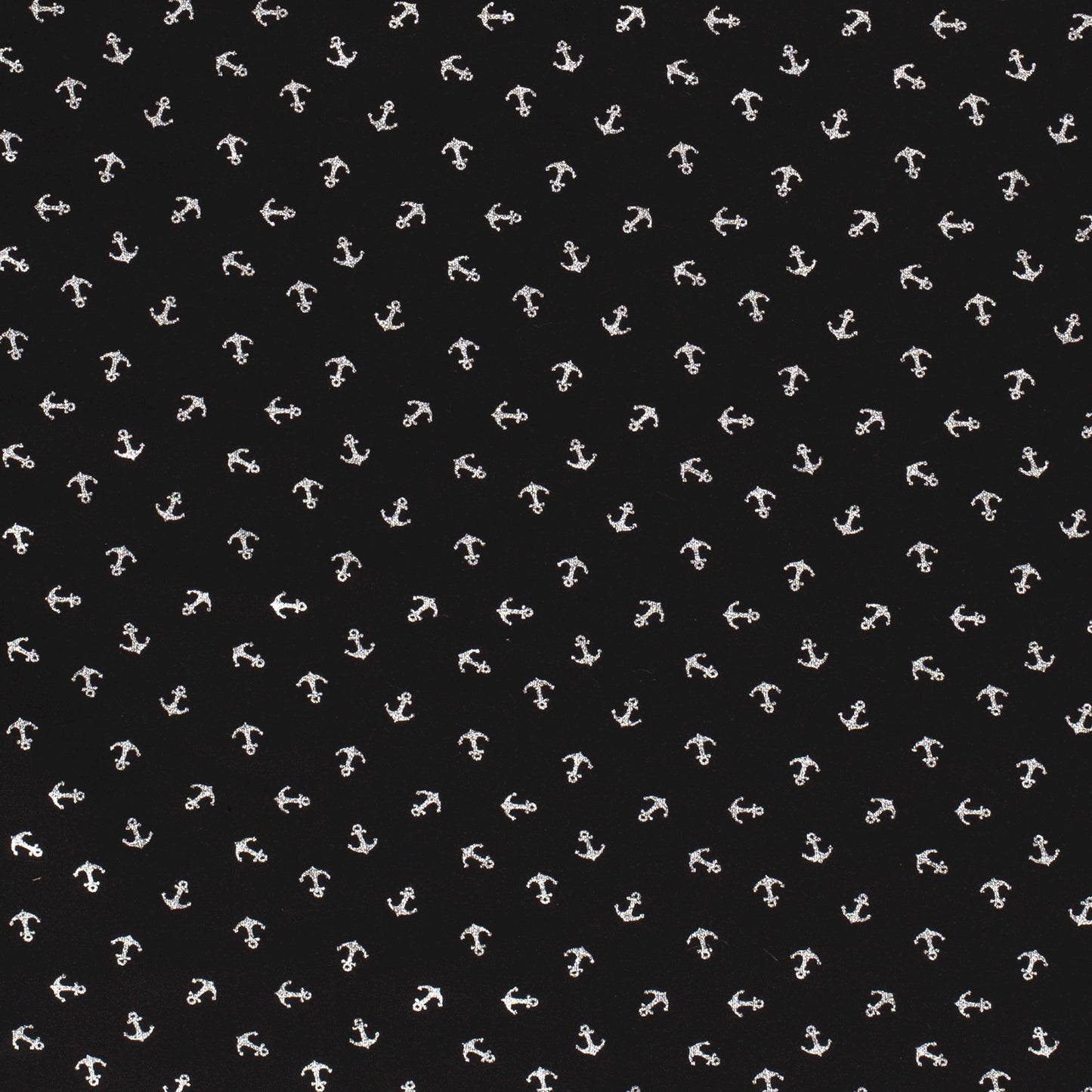Anchors - Metallic Ink on Black Base cloth - European Import Cotton Jersey Knit
