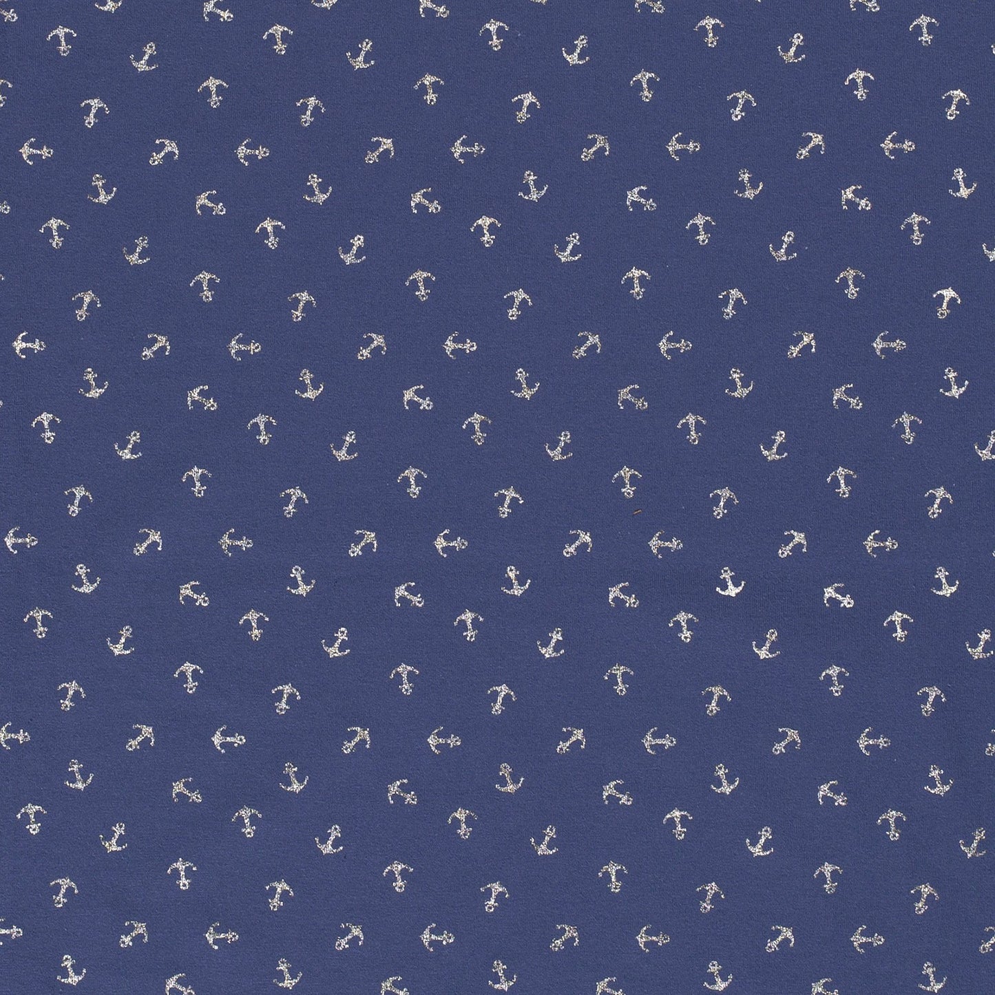 Anchors - Metallic Ink on Navy Base cloth - European Import Cotton Jersey Knit
