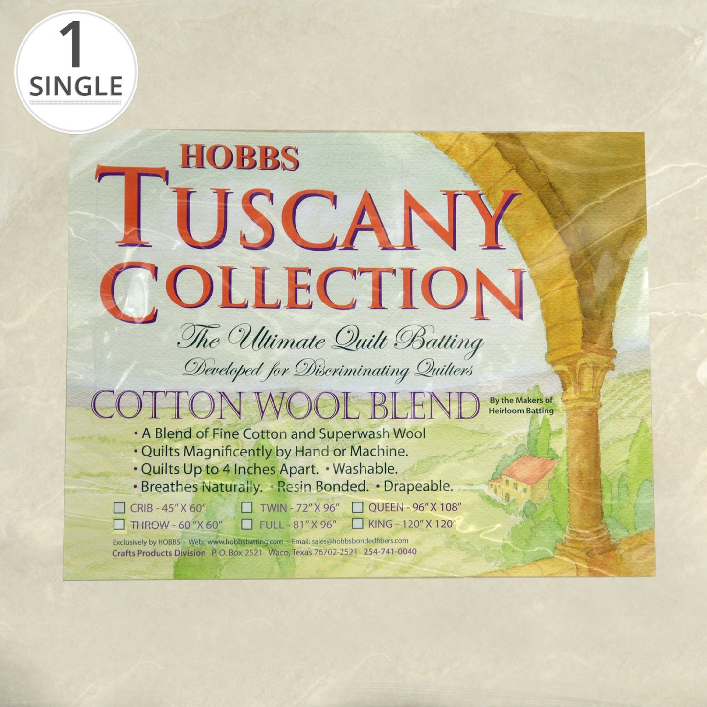 Tuscany 20% Wool 80% Cotton Batting Crib 45in X 60in