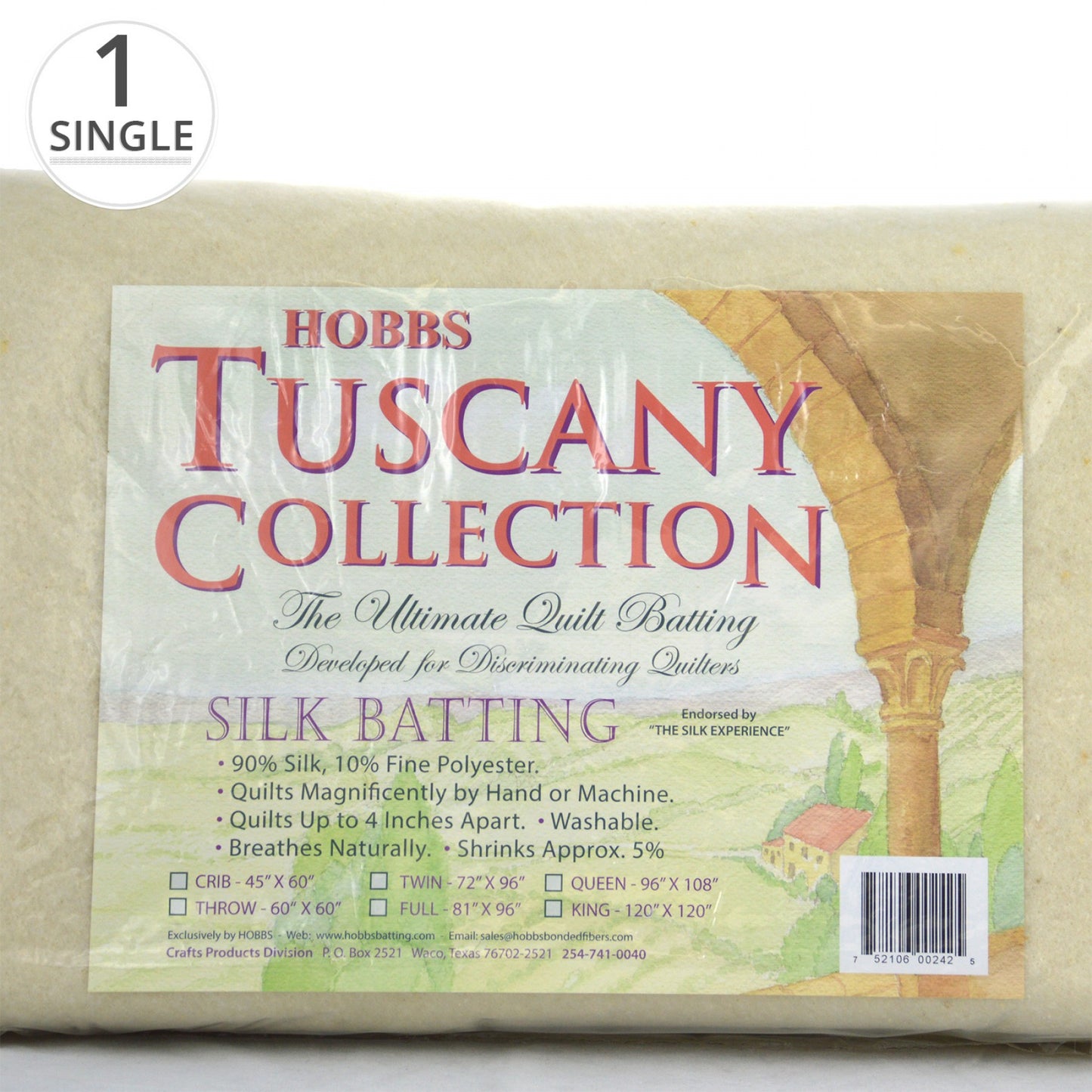 Hobbs Tuscany Silk Batting 45" x 60" Crib Size