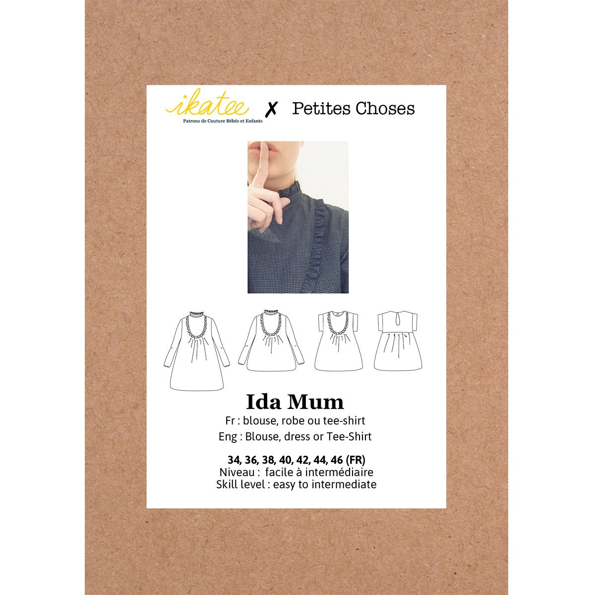Ikatee - IDA Adult blouse & dress - Woman 34/46 - Paper Sewing Pattern