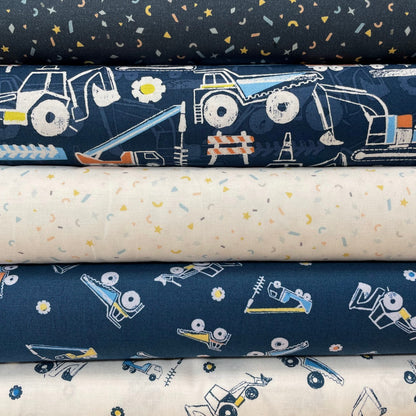 Get Loaded - Trucks - Peacock Blue - Cotton Fabric