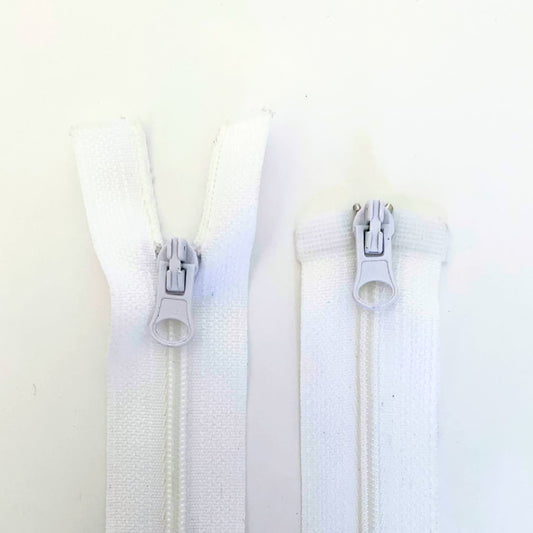 Two Way Separating Zipper - Light Weight #3 Nylon Coil 76cm (30") - White