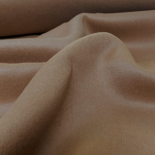 Lambswool Brushed Double Cloth Wool Coating - Camel