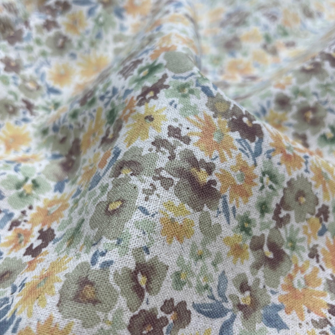 Watercolor Flowers - Fall - Cotton Linen Fabric