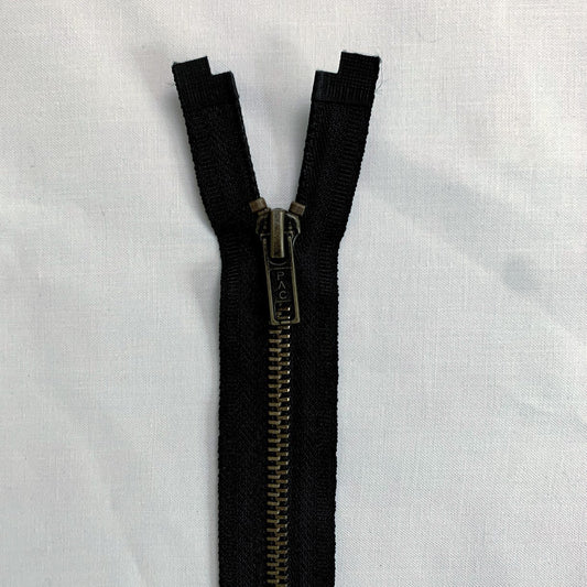 Antique Brass - #5 Open Ended Separating Jacket Zipper - 75cm (30″) No. 5 - Black