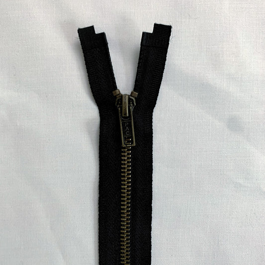 Antique Brass - #5 Open Ended Separating Jacket Zipper - 50cm (20″) No. 5 - Black