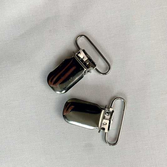25mm (1") Nickel Suspender Clips / Mitten Clips - per pair of two