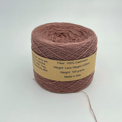 100% Cashmere Yarn - Deadstock Yarn - Carriagi - Made in Italy - Dusty Rose - Laceweight - 100 grams