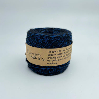 100% Cashmere Yarn - Deadstock Yarn - Made in Italy - Black and Blue Tweed - DK Weight  - 100g