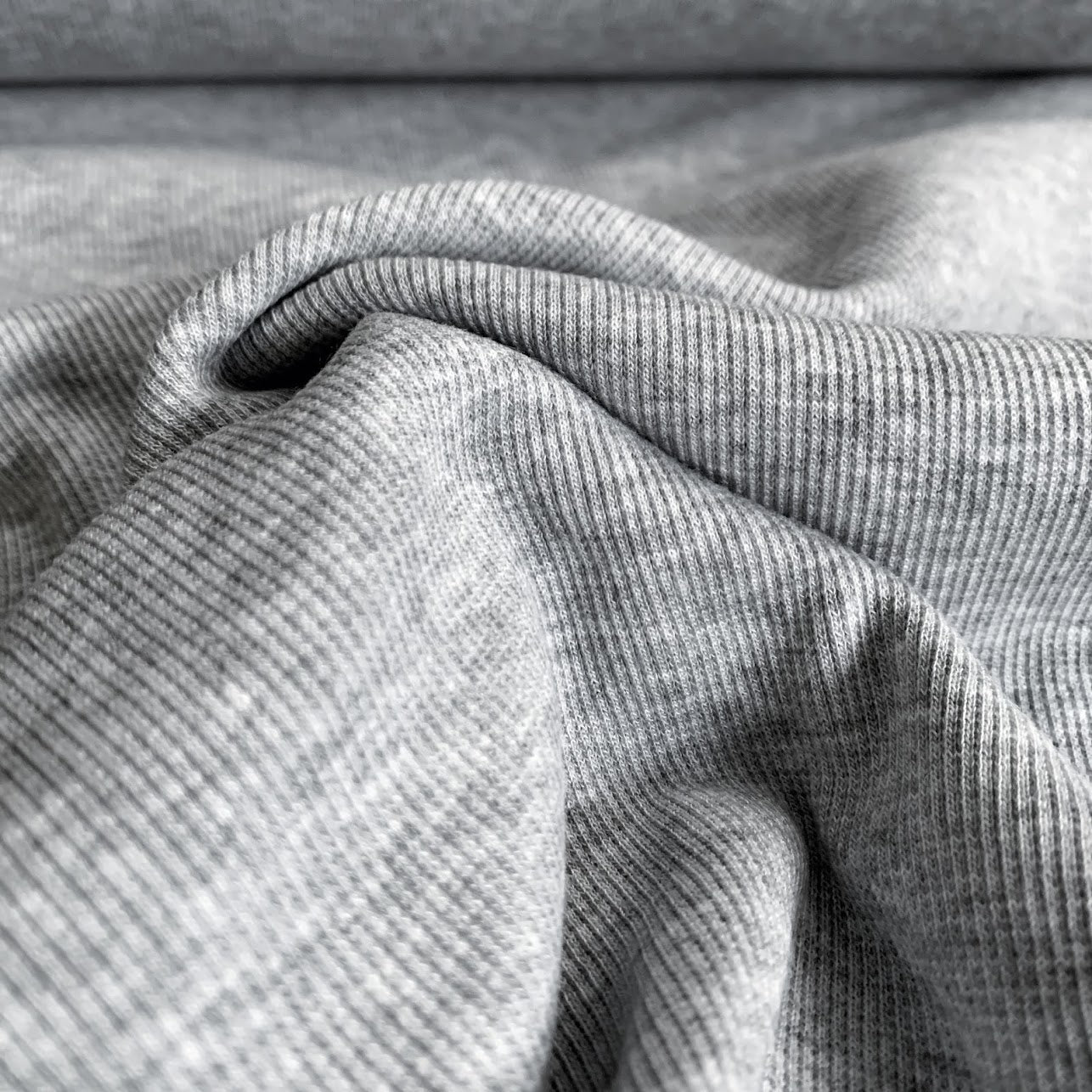 TENCEL™ Lyocell Organic Cotton 2x2 Ribbed Knit - Light Heathered Grey
