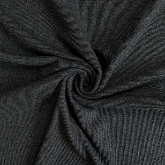 TENCEL™ Lyocell Organic Cotton 2x2 Ribbed Knit - Charcoal
