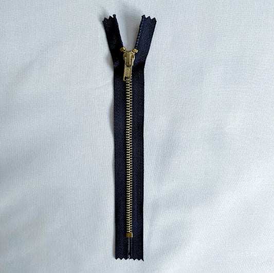 #3 Brass Jean / Pants Zippers - 6" - Navy - Close Ended