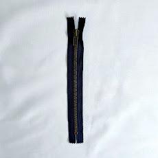 #5 Antique Brass Jean Zippers - 9" - Navy - Close Ended
