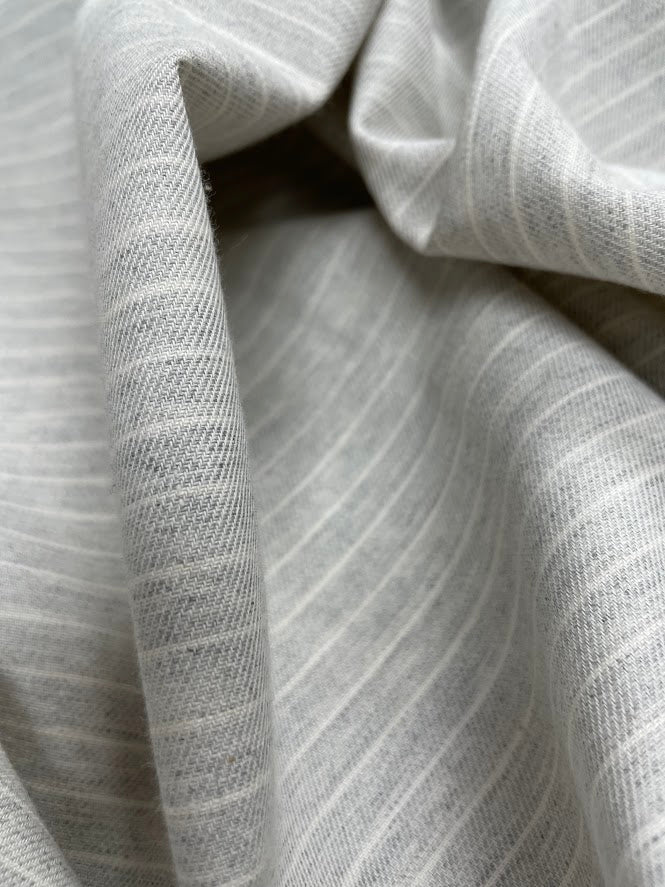 Viyella Organic Cotton Stripes - Light Grey - Twill