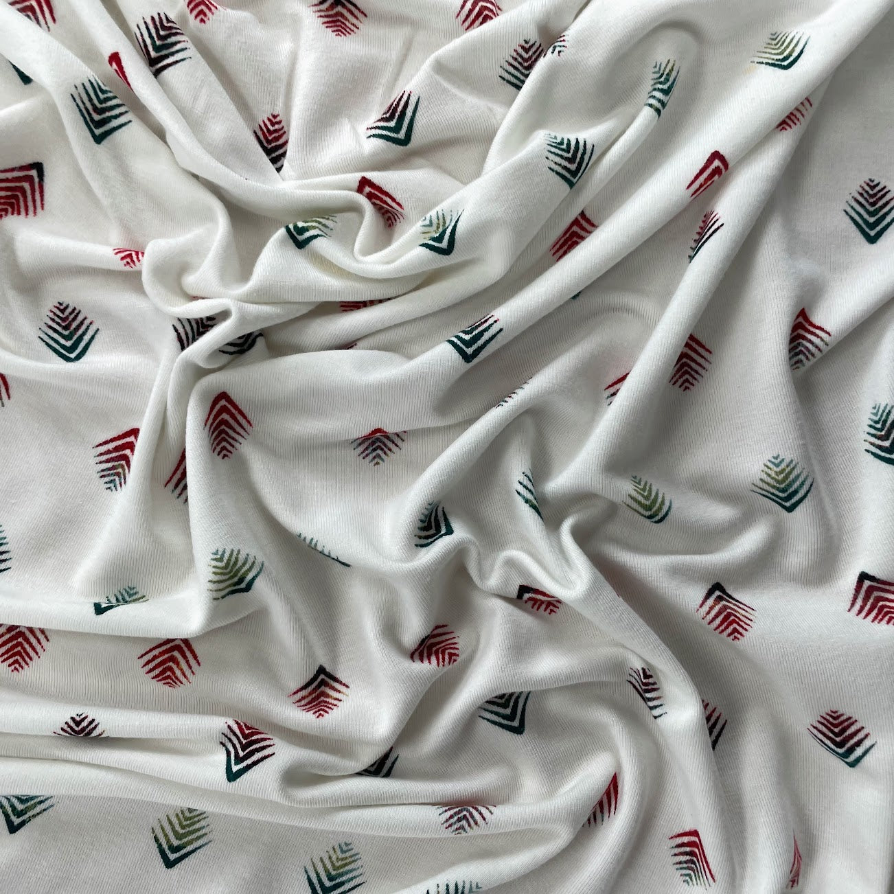 Bamboo Stretch Jersey Knit - Holiday Pine Print - Deadstock - 250gsm