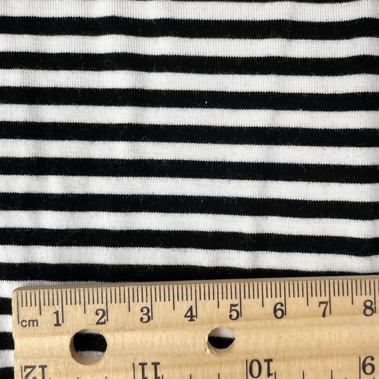 Bamboo Stretch Jersey Knit - Black and White Stripes - Yarn Dyed - Deadstock - 250gsm