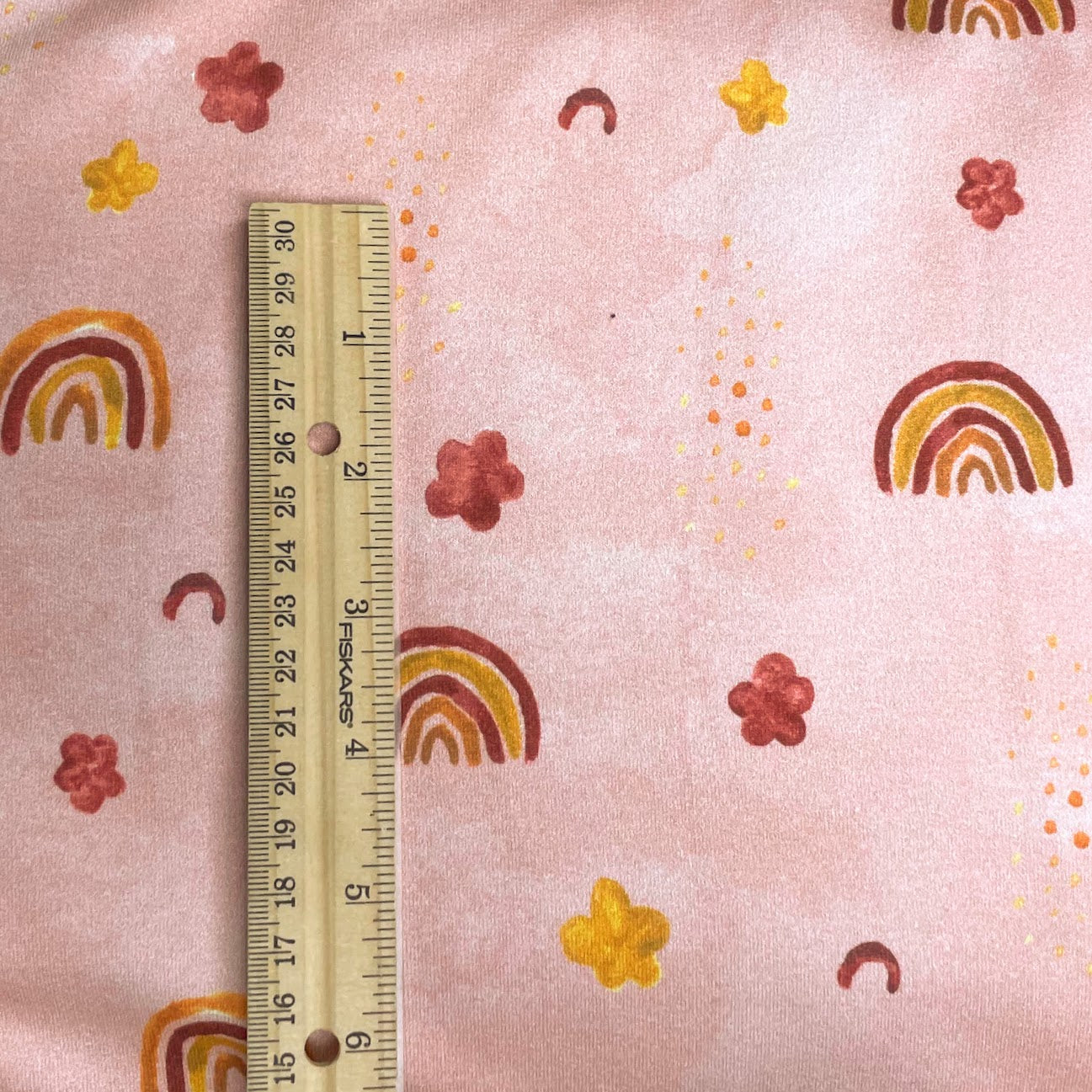 Rainbows - Pink - GOTS Certified Organic Cotton - Stretch Brushed Sweatshirt Fleece Knit