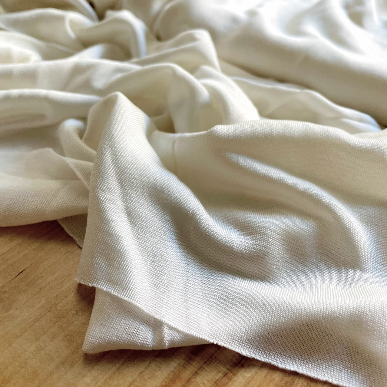 Silk Jersey Knit Fabric - 23mm - Natural White - 100% Silk - 44" Wide