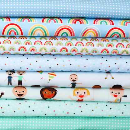 Small Rainbows - Blue - Ann Kelle - Digital Print - Cotton Fabric