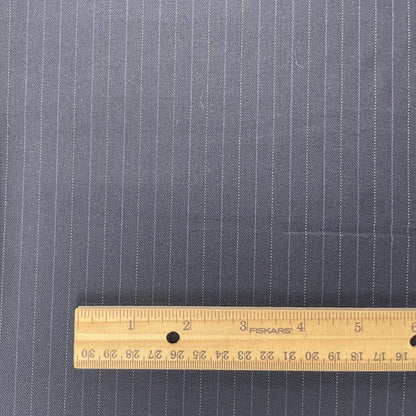 Super 120s Merino Wool Suiting - Pinstripe Blackish Blue - Made In England - Deadstock
