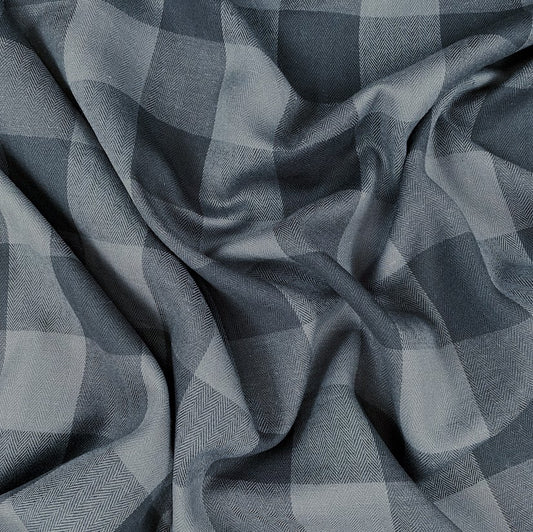 Cotton Check Herringbone - Cool Grey - Designer Deadstock Shirting Fabric