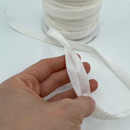 1/2" (12mm) Pre-Folded Scalloped Matte White Elastic