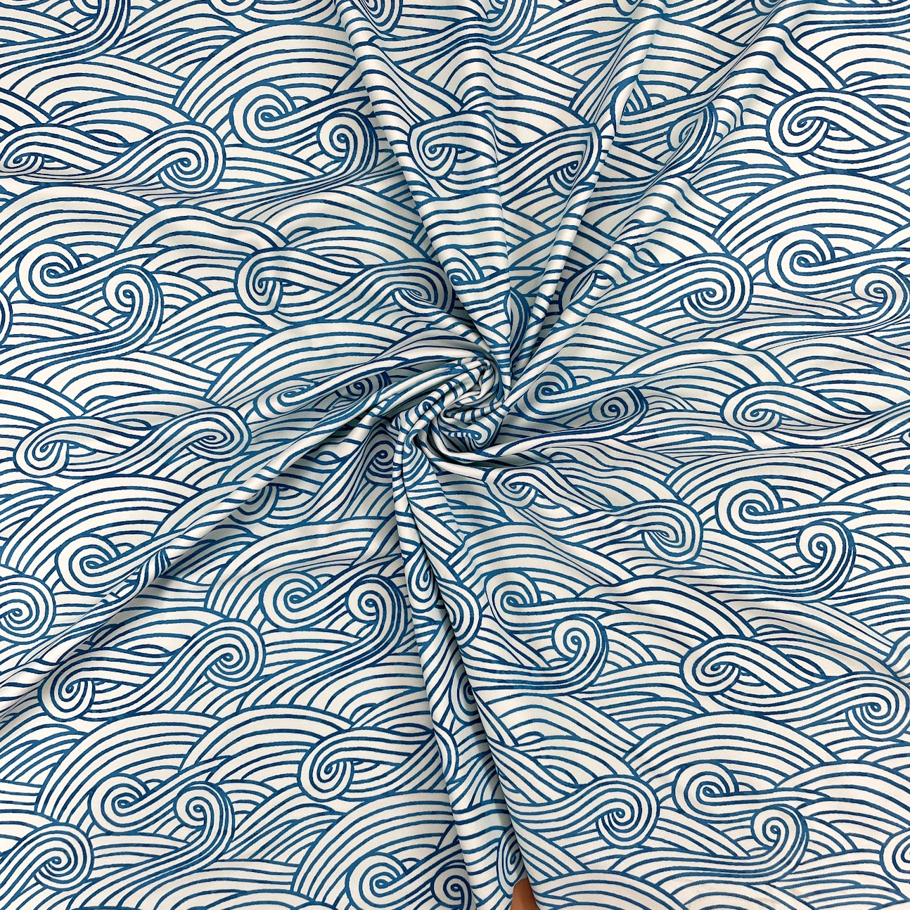 Swim Knit - UPF 50 - Blue Waves - Deadstock - 250gsm - Recycled Polyester
