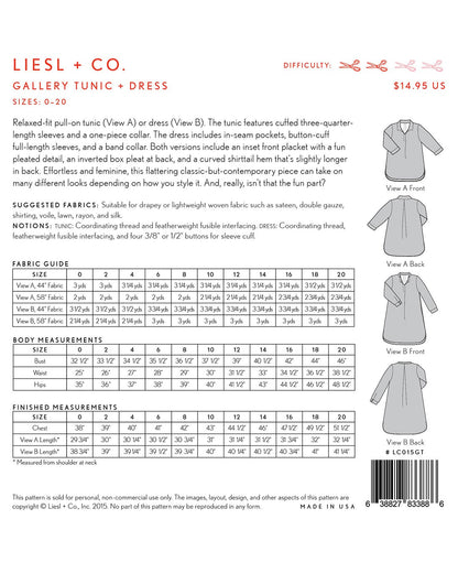 Liesl + Co - Gallery Tunic & Dress Sewing Pattern