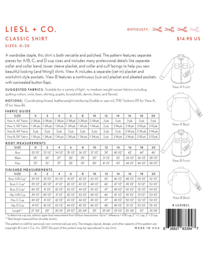 Liesl + Co - Classic Shirt Sewing Pattern