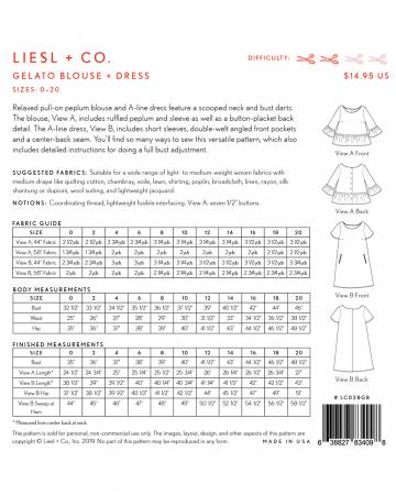 Liesl + Co - Gelato Blouse and Dress Sewing Pattern