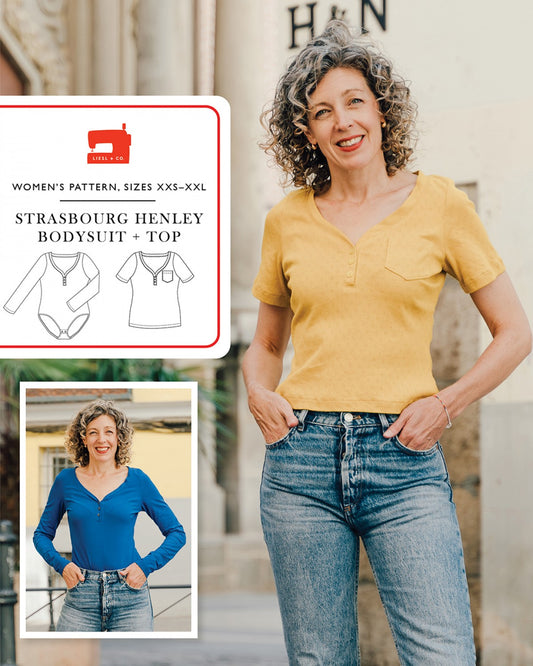 Liesl + Co - Strasbourg Henley Bodysuit and Top Sewing Pattern