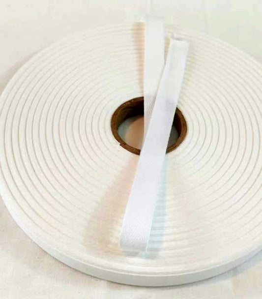 13mm Herringbone Twill Tape 100% Cotton - White