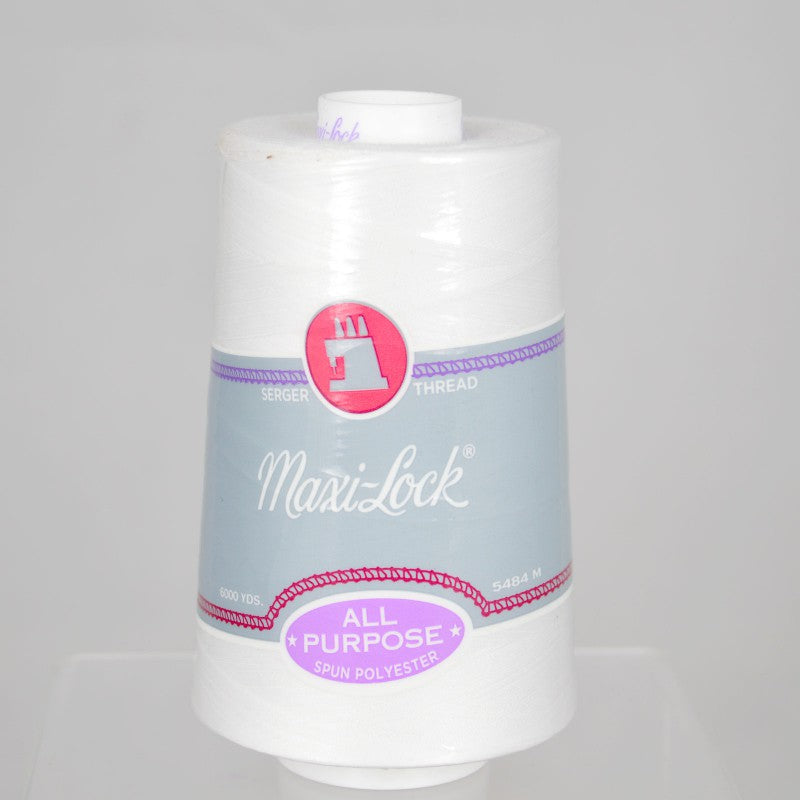 Maxi-lock All Purpose Polyester 50wt Serger Thread - 6000 yards each - White