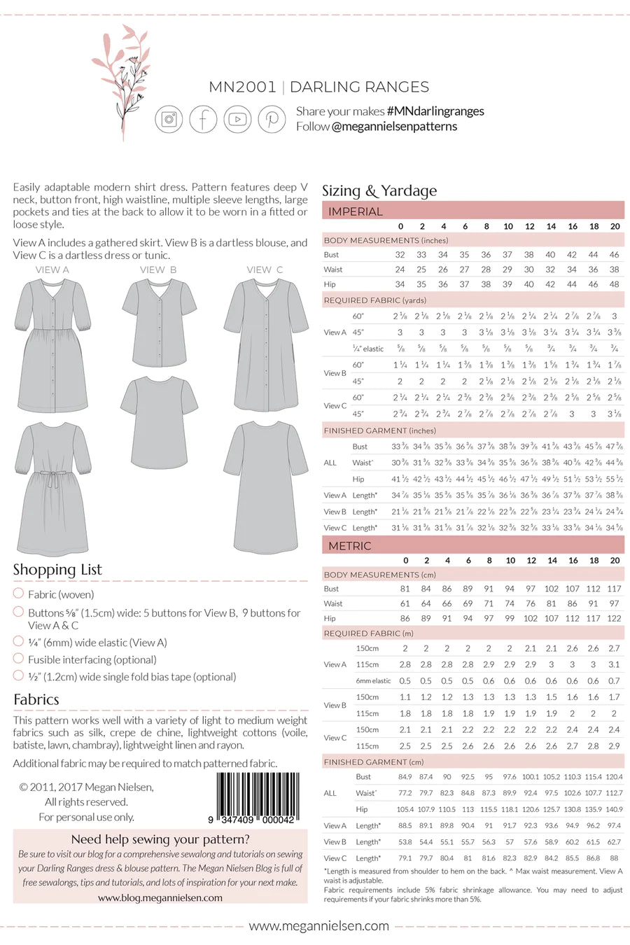 Darling Ranges dress & blouse pattern