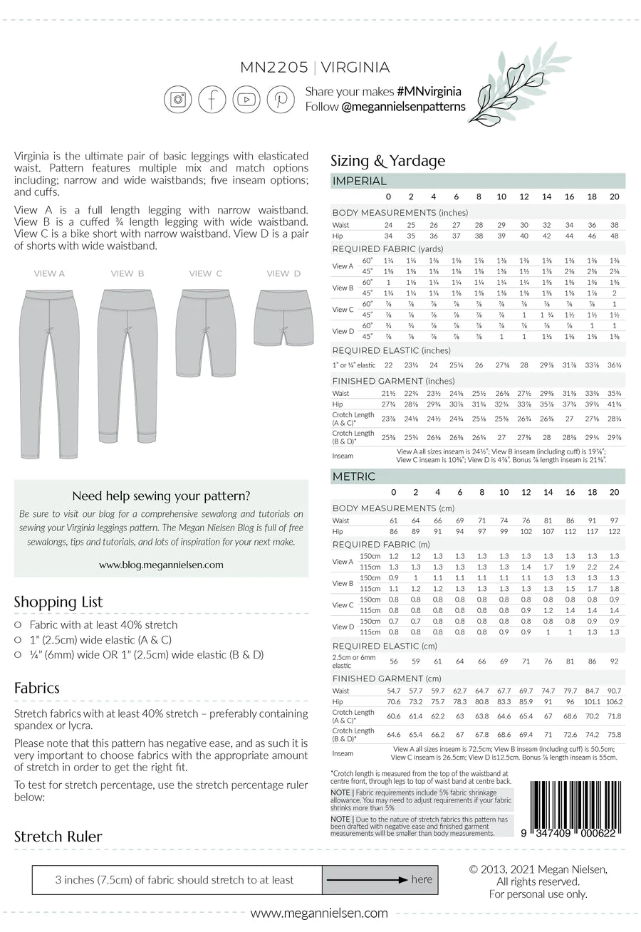 Virginia leggings pattern