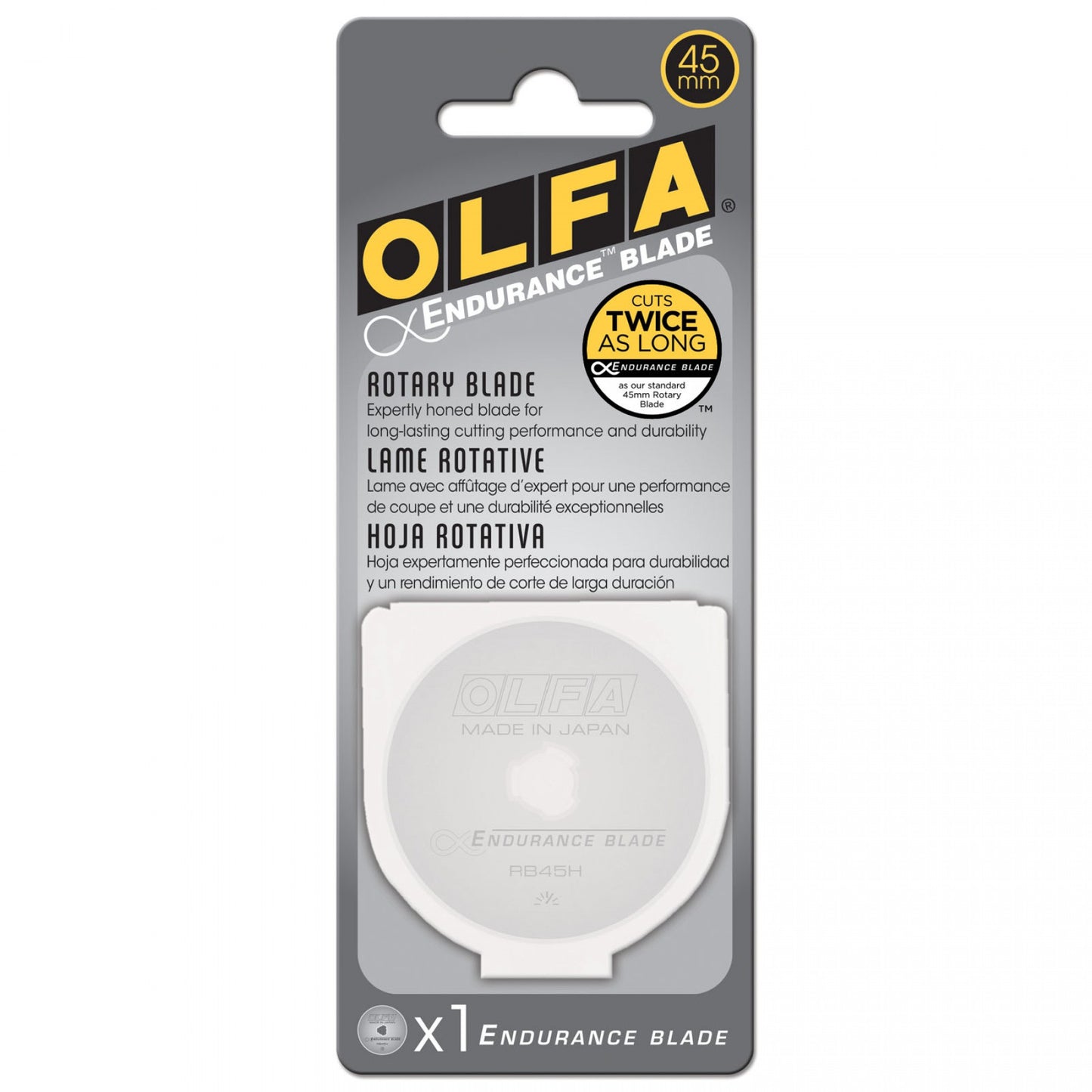 Olfa - 45mm Endurance Rotary Blade - Cuts twice as long - 1 pack
